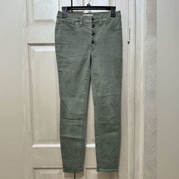 Madewell Denim - Madewell 9” High-Rise Skinny Size 27 Olive Stretch Button-Fly Jeans